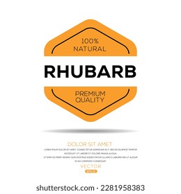 Creativo (Rhubarb), etiqueta Rhubarb, ilustración vectorial.