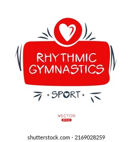 Creative (Rhythmic gymnastics) Sport sticker, logo template, vector illustration.