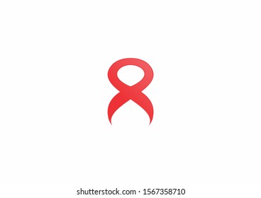 Creative ribbon shape logo design template with red color concept