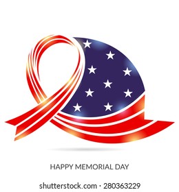 Creative Ribbon with USA Flag For Memorial Day.