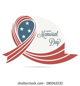 Creative Ribbon with USA Flag For Memorial Day.