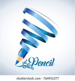 creative ribbons and pencil cone art  vector