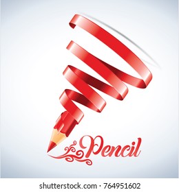 creative ribbons and pencil cone art  vector