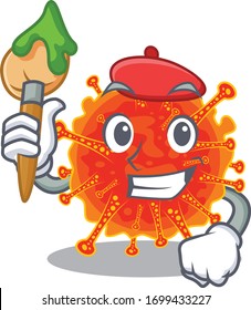 A creative riboviria artist mascot design style paint with a brush
