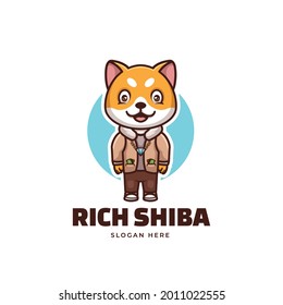 Creative Rich Doge Shiba Inu Cartoon Logo Design