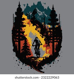 Creative ride with cycle vector hand drown design art by illustration