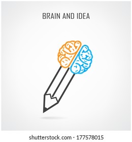 Creative right and left brain and pencil symbol.creative sign ,abstract background.vector illustration 