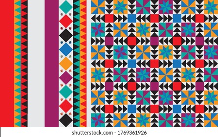 Creative Rilli minimal colorful seamless vector pattern with different geometric shapes