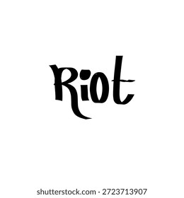 Tipografía creativa de letras Riot adecuada para el arte callejero, la música, los carteles de protesta y la marca vanguardista