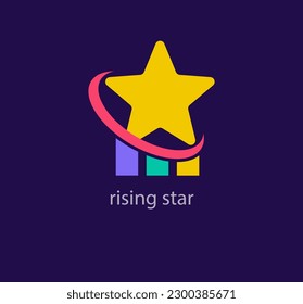 Creative rising star logo design. Unique design color transitions. Unique leadership template. vector