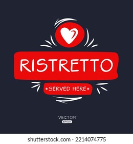Bebida creativa (Ristretto), pegatina Ristretto, ilustración vectorial.
