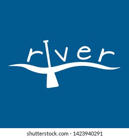 Creative River Logo Design on Blue Background