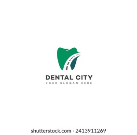 Creative Road Dental city logo Vector Design.