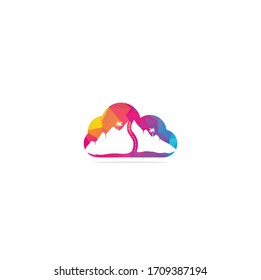 Creative road journey logo design. Road logo vector design template. Mountain road cloud shape concept logo. Mountain road journey logo