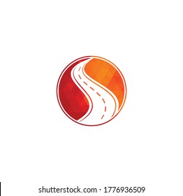 Creative road journey logo design. Road logo vector design template.