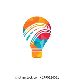 Creative road journey logo design. Road and lamp bulb logo vector design template.