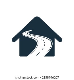 Creative road journey logo design. Road and home logo vector design template.