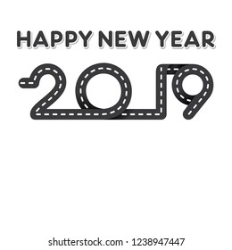 creative road style new year 2019 greeting card design