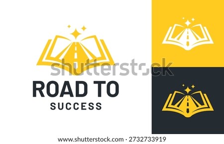 Creative road to success logo design template illustration. Abstract book with road street design vector icon symbol