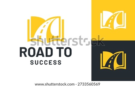 Creative road to success logo design template illustration. Abstract book with road street design vector icon symbol
