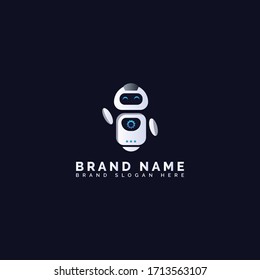 Creative robot chatbot icon logo design template. Robot chatbot logo for technology business or company. Support service bot. Vector illustration.
