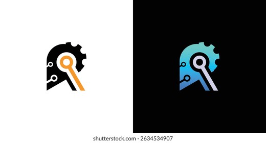 Diseño de logotipo robótico creativo con concepto de tecnología moderna