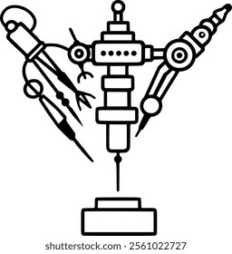 Creative Robotic Surgery line icon sign, symbol, vector, art