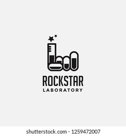 Creative Rock hand beaker glass logo icon vector template on white background