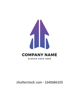 Creative Rocket Arrow Vector Logo icon design template. Abstract logotype concept element sign shape.