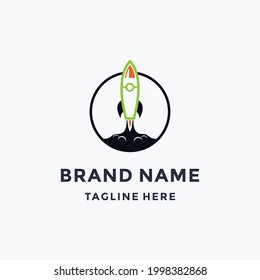 Creative  Rocket Circle Logo Design Illustration
