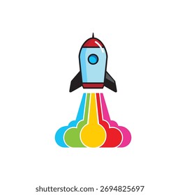 Creative Rocket Colorful Smoke Logo Vector Design Symbol	
