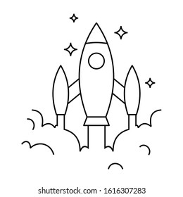 Creative rocket icon. line illustration. Isolated rocket marks on a white background