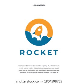 Icono creativo del icono del cohete diseño ilustración vectorial. cohetes con letra O diseño de logotipo color editable