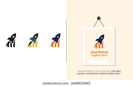 Ícone de foguete criativo subindo sobre um gráfico, simbolizando o crescimento dos negócios, o sucesso de start-ups e o impulso ascendente. Ideal para baralhos, painéis e marcas.
