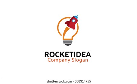 Creative Rocket Lamp Idea Light Logo Design Illustration 