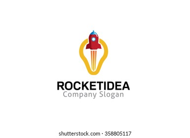 Creative Rocket Lamp Symbol Design Logo Idea Illustration