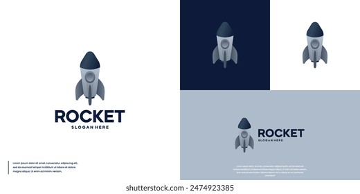 creative rocket launch, technology symbol, logo design template.