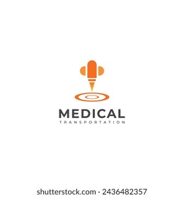 Creative Rocket medical transportation vector logo.