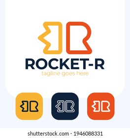Creative rocket in R letter vector logo design. Vector sign. Character logotype symbols. Logo icon design for website