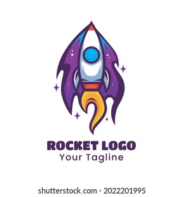 Creative rocket ship logo design vector