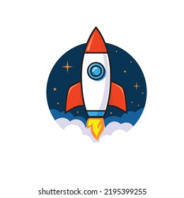 Ilustración vectorial del logotipo del cosmos del espacio del cohete creativo