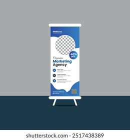 Creative Roll Up Banner with blue and white color