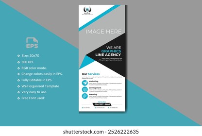 Creative Roll up banner for business events, marketing presentations, pull up banners for x stands with print ready design