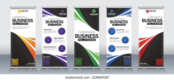 Creative roll up banner design for business events, presentation boards, pull up and x stand boards