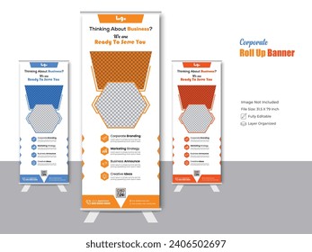 Creative roll up banner design, business promotion banner, seminar standee template