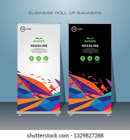 Creative roll up Banner Design. Standing Banner Template. cover presentation abstract geometric background, colorful modern publication standing banner