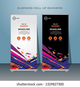 Creative roll up Banner Design. Standing Banner Template. cover presentation abstract geometric background, colorful modern publication standing banner