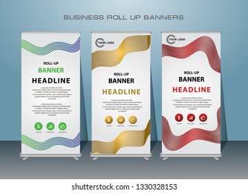 Creative roll up Banner Design. Standing Banner Template. cover presentation abstract geometric background, colorful modern publication standing banner.