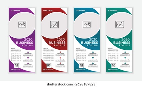 Creativo Roll Up Anuncio Diseño Plantillas De Vector
