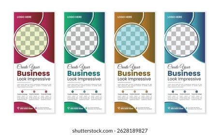 Creative Roll Up Banner Design Templates Of Vector